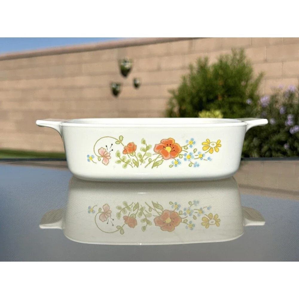 Vintage MCM Corning Ware Wildflower A-1-B 1 Quart Casserole Dish No Lid